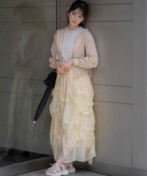 NOELA(ノエラ)の「ランダムタックシアースカート(スカート・レディース・オフホワイト/イエロー/ベージュ・S/M)」の3枚目の写真