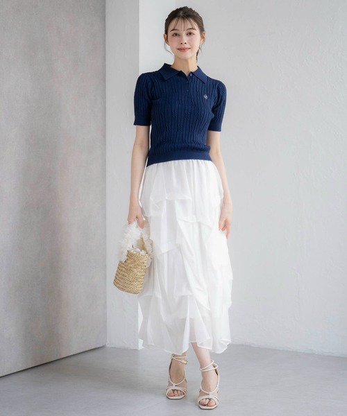 NOELA(ノエラ)の「ランダムタックシアースカート(スカート・レディース・オフホワイト/イエロー/ベージュ・S/M)」の6枚目の写真