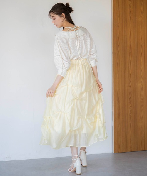 NOELA(ノエラ)の「ランダムタックシアースカート(スカート・レディース・オフホワイト/イエロー/ベージュ・S/M)」の7枚目の写真