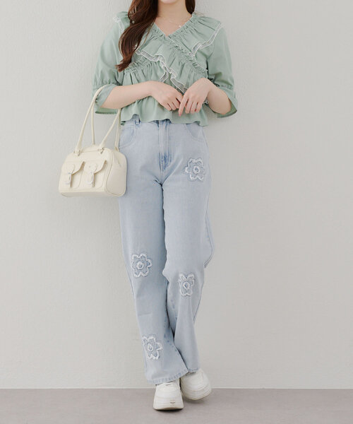 Another Branch olive des olive(アナザーブランチオリーブデオリーブ)の「【レディライクに】クロス衿ブラウス(シャツ/ブラウス・レディース・その他11/ストライプ/オフホワイト/ブラック/ミント/チェック・FREE)」の16枚目の写真