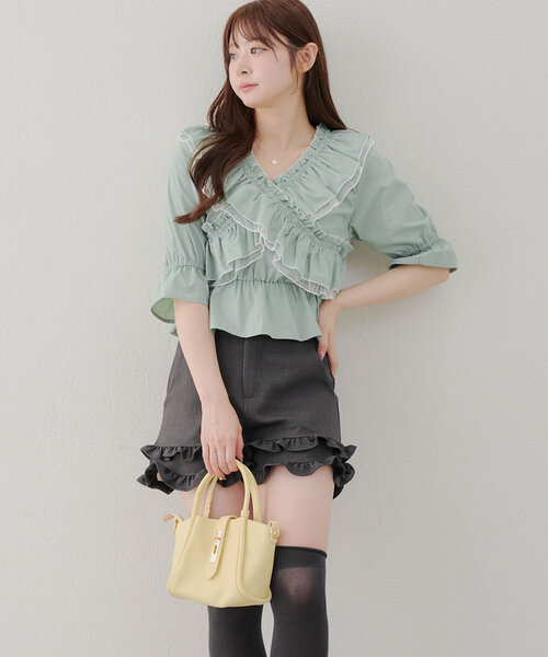 Another Branch olive des olive(アナザーブランチオリーブデオリーブ)の「【レディライクに】クロス衿ブラウス(シャツ/ブラウス・レディース・その他11/ストライプ/オフホワイト/ブラック/ミント/チェック・FREE)」の17枚目の写真