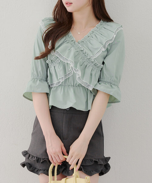 Another Branch olive des olive(アナザーブランチオリーブデオリーブ)の「【レディライクに】クロス衿ブラウス(シャツ/ブラウス・レディース・その他11/ストライプ/オフホワイト/ブラック/ミント/チェック・FREE)」の22枚目の写真