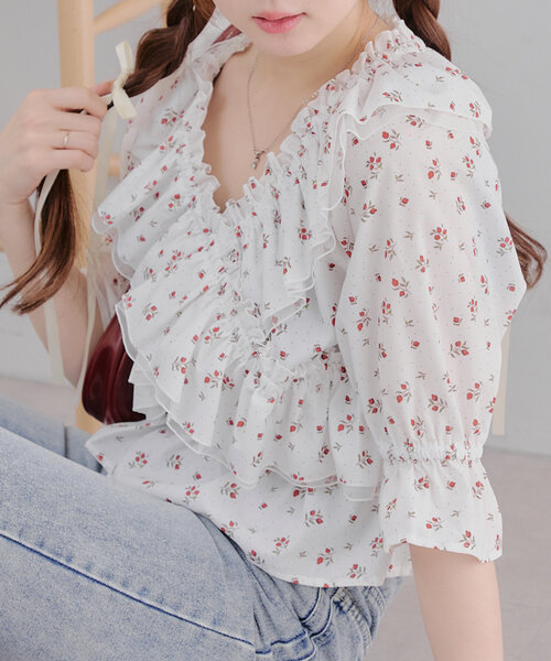 Another Branch olive des olive(アナザーブランチオリーブデオリーブ)の「【レディライクに】クロス衿ブラウス(シャツ/ブラウス・レディース・その他11/ストライプ/オフホワイト/ブラック/ミント/チェック・FREE)」の8枚目の写真