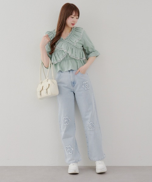 Another Branch olive des olive(アナザーブランチオリーブデオリーブ)の「【レディライクに】クロス衿ブラウス(シャツ/ブラウス・レディース・その他11/ストライプ/オフホワイト/ブラック/ミント/チェック・FREE)」の12枚目の写真