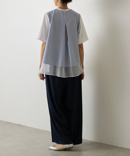 BEARDSLEY(ビアズリー)の「ストライプコンビカットソー(Tシャツ/カットソー・レディース・ホワイト/ネイビー・FREE)」の6枚目の写真