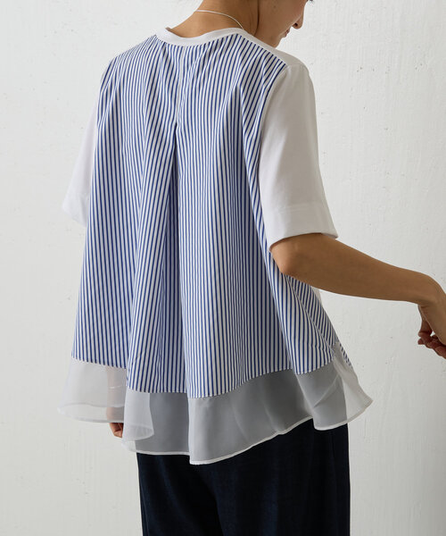 BEARDSLEY(ビアズリー)の「ストライプコンビカットソー(Tシャツ/カットソー・レディース・ホワイト/ネイビー・FREE)」の9枚目の写真