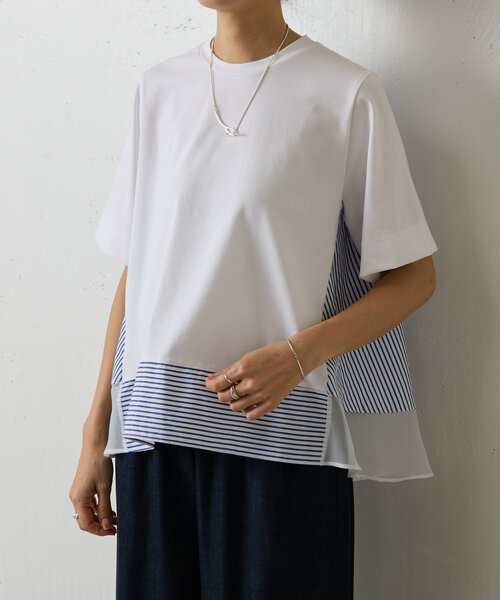 BEARDSLEY(ビアズリー)の「ストライプコンビカットソー(Tシャツ/カットソー・レディース・ホワイト/ネイビー・FREE)」の11枚目の写真