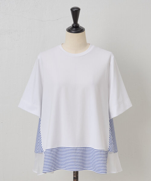 （新品・タグ付き）Beardsley シャツコンビカットソー BEARDSLEY tシャツ ストライプコンビカットソー レディース