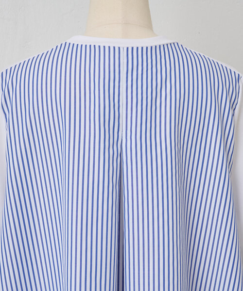 （新品・タグ付き）Beardsley シャツコンビカットソー BEARDSLEY tシャツ ストライプコンビカットソー レディース