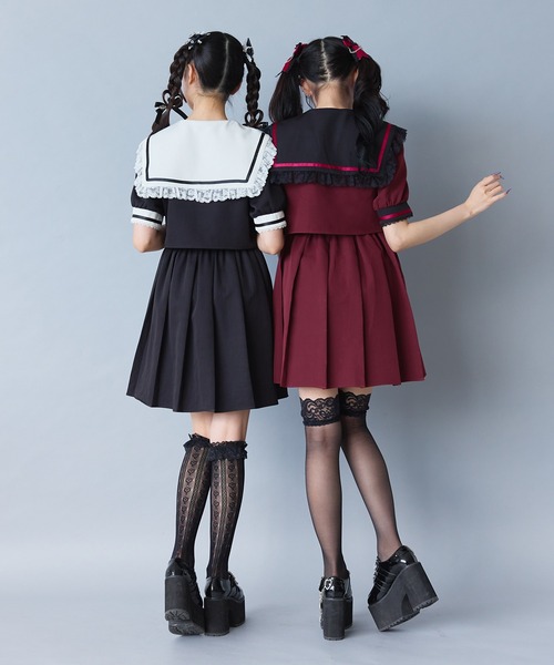 DearMyLove（ディアマイラブ）の「闇学園クロスワンピース（ワンピース・レディース・パープル/ボルドー/ラベンダー/ブラック×ホワイト/ベビーピンク・MEDIUM/LARGE/LL/3L）」の15枚目の写真