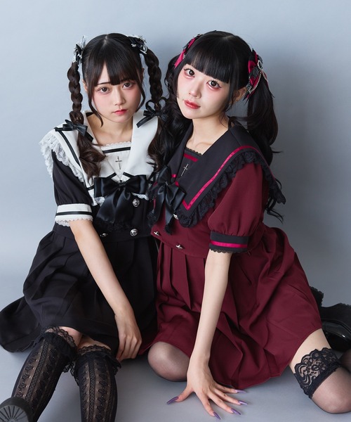DearMyLove（ディアマイラブ）の「闇学園クロスワンピース（ワンピース・レディース・パープル/ボルドー/ラベンダー/ブラック×ホワイト/ベビーピンク・MEDIUM/LARGE/LL/3L）」の22枚目の写真