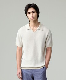 【HTBRID LINEN】スキッパーニット ポロシャツ