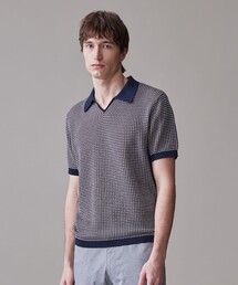 【HTBRID LINEN】スキッパーニット ポロシャツ