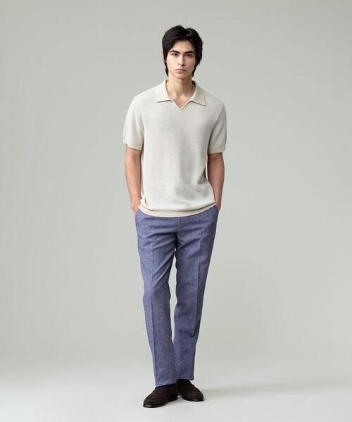 15日迄値下 美品 バーバリー スキッパー ポロシャツ ノバチェック 2 百貨店 セール】【HTBRID LINEN】スキッパーニット ポロシャツ
