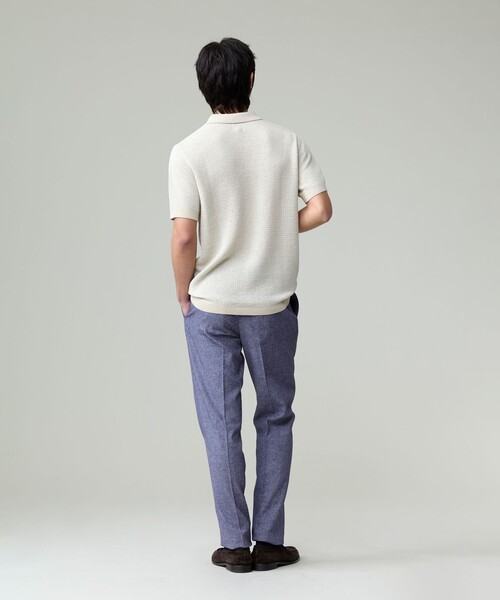 セール】【HTBRID LINEN】スキッパーニット ポロシャツ