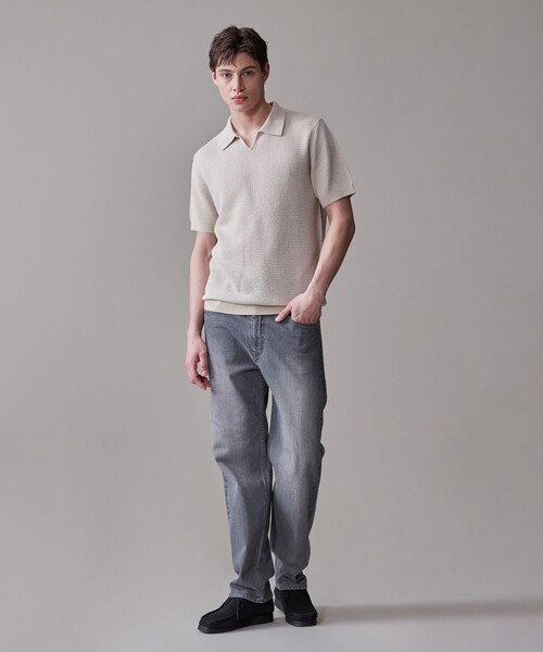 セール】【HTBRID LINEN】スキッパーニット ポロシャツ