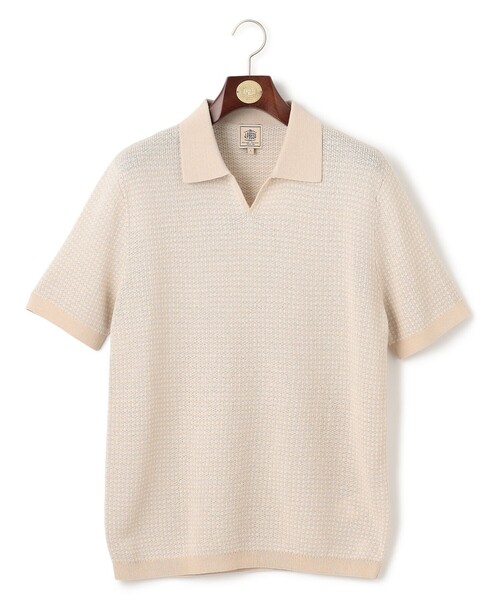 セール】【HTBRID LINEN】スキッパーニット ポロシャツ