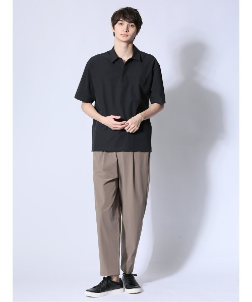 m.f.editorial（エムエフエディトリアル）の「【ストレッチ 防シワ】m.f.エディトリアル メンズ circle motion NPU ポロシャツ(セットアップ可能)（ポロシャツ・メンズ・ベージュ/ブラック・MEDIUM/X-LARGE/LARGE）」の7枚目の写真