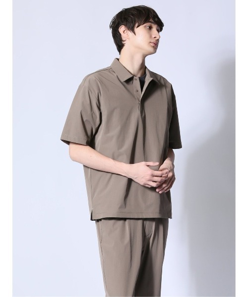 m.f.editorial（エムエフエディトリアル）の「【ストレッチ 防シワ】m.f.エディトリアル メンズ circle motion NPU ポロシャツ(セットアップ可能)（ポロシャツ・メンズ・ベージュ/ブラック・MEDIUM/X-LARGE/LARGE）」の18枚目の写真