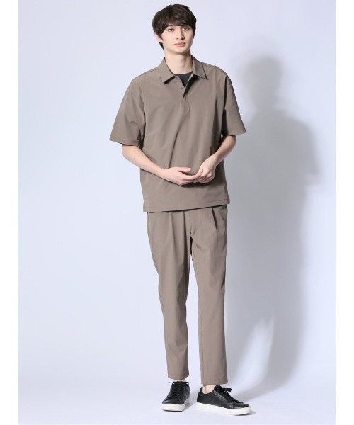 m.f.editorial（エムエフエディトリアル）の「【ストレッチ 防シワ】m.f.エディトリアル メンズ circle motion NPU ポロシャツ(セットアップ可能)（ポロシャツ・メンズ・ベージュ/ブラック・MEDIUM/X-LARGE/LARGE）」の19枚目の写真