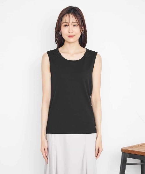 a.v.v(アーヴェヴェ)の「モチーフレースタンクトップ(Tシャツ/カットソー・レディース・ホワイト/ブラック/ベージュ・40/38/42/36/34)」の6枚目の写真