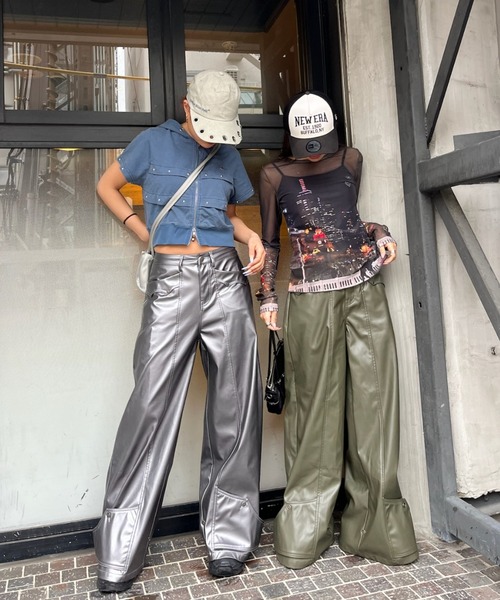 flap leather pants（その他パンツ）｜HTH（エイチティーエイチ）の
