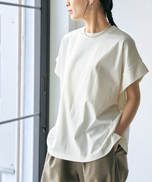 RONEL(ロネル)の「スムースドロップショルダー半袖プルオーバー(Tシャツ/カットソー・レディース・ブラック/ホワイト/ダークブラウン/モカ・S/M)」の2枚目の写真