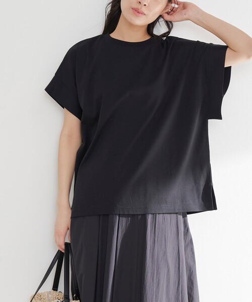 RONEL(ロネル)の「スムースドロップショルダー半袖プルオーバー(Tシャツ/カットソー・レディース・ブラック/ホワイト/ダークブラウン/モカ・S/M)」の3枚目の写真