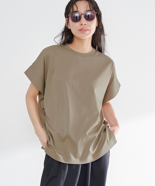 RONEL(ロネル)の「スムースドロップショルダー半袖プルオーバー(Tシャツ/カットソー・レディース・ブラック/ホワイト/ダークブラウン/モカ・S/M)」の1枚目の写真