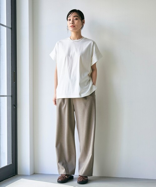 RONEL(ロネル)の「スムースドロップショルダー半袖プルオーバー(Tシャツ/カットソー・レディース・ブラック/ホワイト/ダークブラウン/モカ・S/M)」の5枚目の写真
