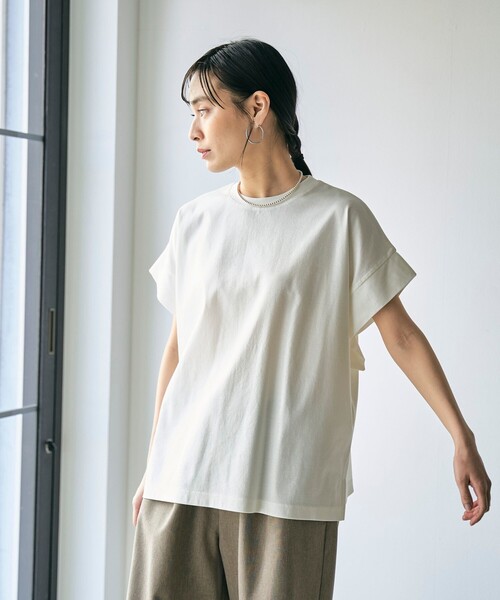RONEL(ロネル)の「スムースドロップショルダー半袖プルオーバー(Tシャツ/カットソー・レディース・ブラック/ホワイト/ダークブラウン/モカ・S/M)」の6枚目の写真