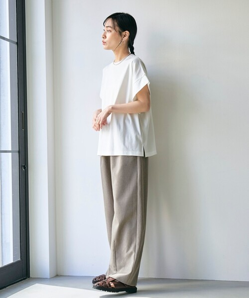 RONEL(ロネル)の「スムースドロップショルダー半袖プルオーバー(Tシャツ/カットソー・レディース・ブラック/ホワイト/ダークブラウン/モカ・S/M)」の7枚目の写真