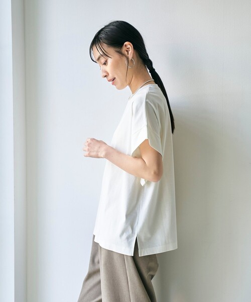 RONEL(ロネル)の「スムースドロップショルダー半袖プルオーバー(Tシャツ/カットソー・レディース・ブラック/ホワイト/ダークブラウン/モカ・S/M)」の8枚目の写真
