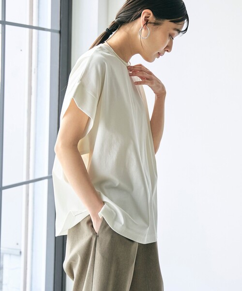 RONEL(ロネル)の「スムースドロップショルダー半袖プルオーバー(Tシャツ/カットソー・レディース・ブラック/ホワイト/ダークブラウン/モカ・S/M)」の11枚目の写真