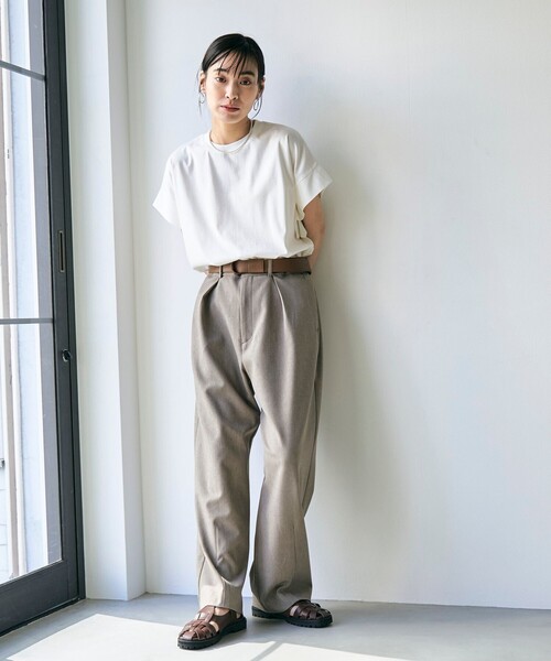 RONEL(ロネル)の「スムースドロップショルダー半袖プルオーバー(Tシャツ/カットソー・レディース・ブラック/ホワイト/ダークブラウン/モカ・S/M)」の12枚目の写真