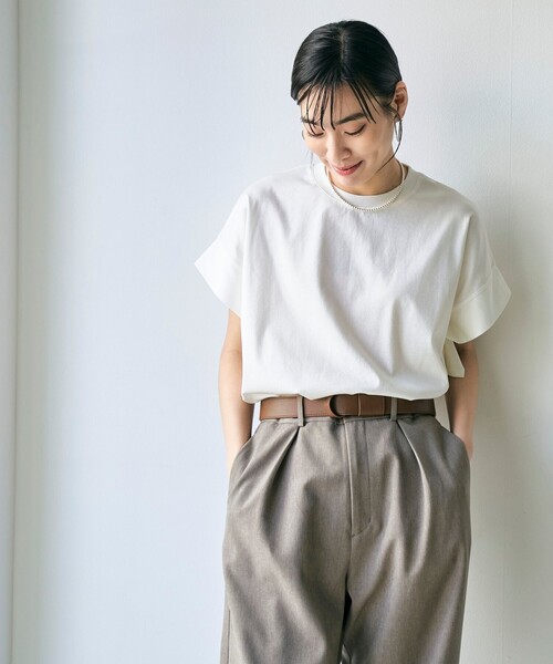 RONEL(ロネル)の「スムースドロップショルダー半袖プルオーバー(Tシャツ/カットソー・レディース・ブラック/ホワイト/ダークブラウン/モカ・S/M)」の13枚目の写真