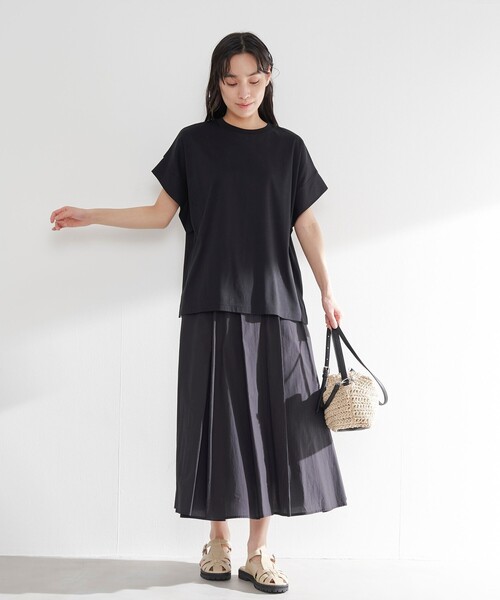 RONEL(ロネル)の「スムースドロップショルダー半袖プルオーバー(Tシャツ/カットソー・レディース・ブラック/ホワイト/ダークブラウン/モカ・S/M)」の15枚目の写真