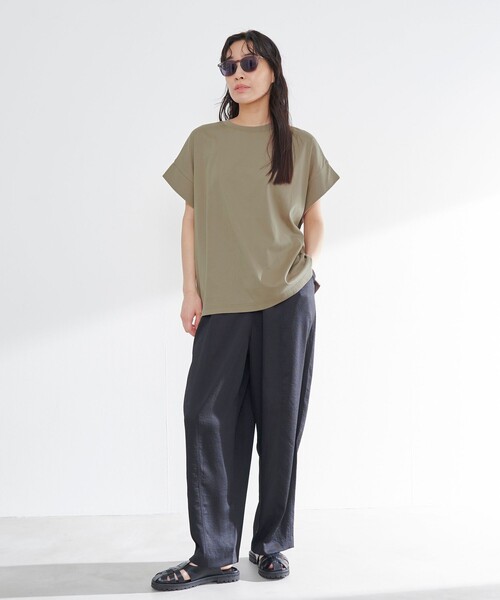 RONEL(ロネル)の「スムースドロップショルダー半袖プルオーバー(Tシャツ/カットソー・レディース・ブラック/ホワイト/ダークブラウン/モカ・S/M)」の21枚目の写真