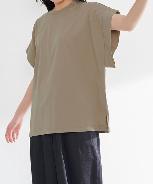 RONEL(ロネル)の「スムースドロップショルダー半袖プルオーバー(Tシャツ/カットソー・レディース・ブラック/ホワイト/ダークブラウン/モカ・S/M)」の22枚目の写真