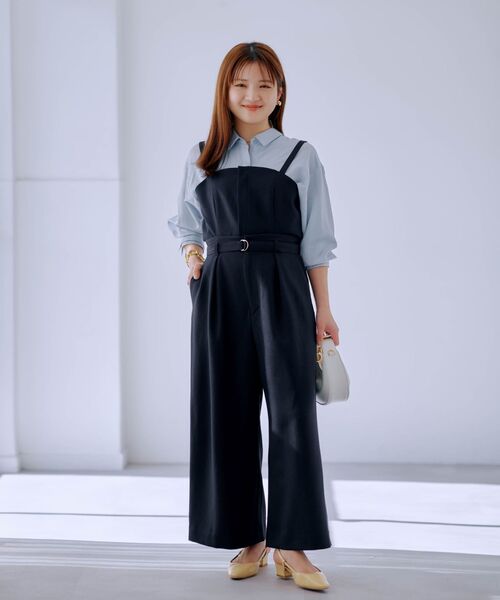 ジャケット&ニットビスチェオールインワンセット ビスチェセットオールインワン 【低身長・小柄女性】（つなぎ