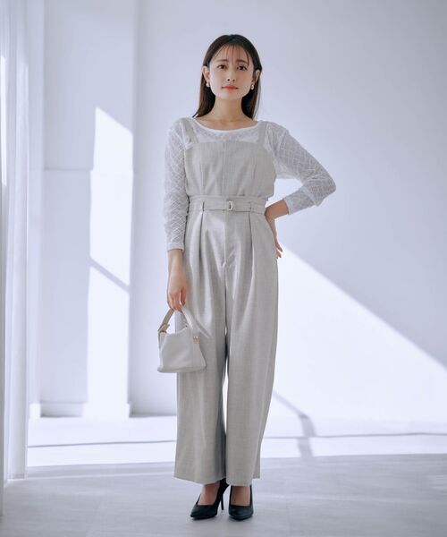 ジャケット&ニットビスチェオールインワンセット ビスチェセットオールインワン 【低身長・小柄女性】（つなぎ