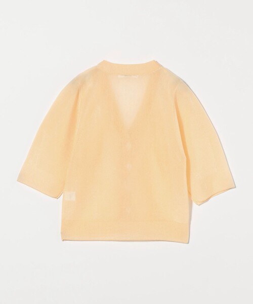 未使用【ユナイテッドアローズ】Vネック カーディガン　シルク　イエロー　F UNITED ARROWS カーディガン シルクリブ Vネック レディース