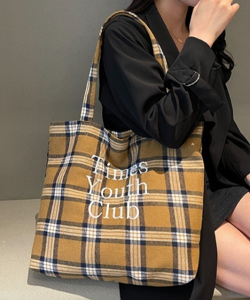 mebole(メボレ)の「Logo Check Tote Bag(トートバッグ・レディース・ピンク/イエロー・FREE)」の2枚目の写真