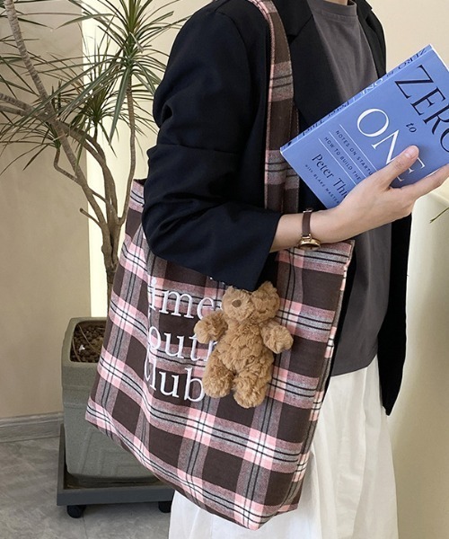 mebole(メボレ)の「Logo Check Tote Bag(トートバッグ・レディース・ピンク/イエロー・FREE)」の5枚目の写真
