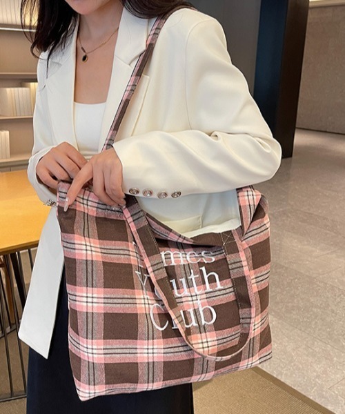 mebole(メボレ)の「Logo Check Tote Bag(トートバッグ・レディース・ピンク/イエロー・FREE)」の10枚目の写真