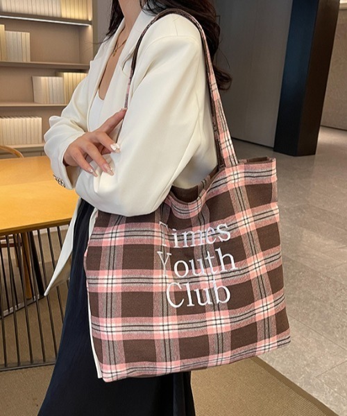 mebole(メボレ)の「Logo Check Tote Bag(トートバッグ・レディース・ピンク/イエロー・FREE)」の8枚目の写真