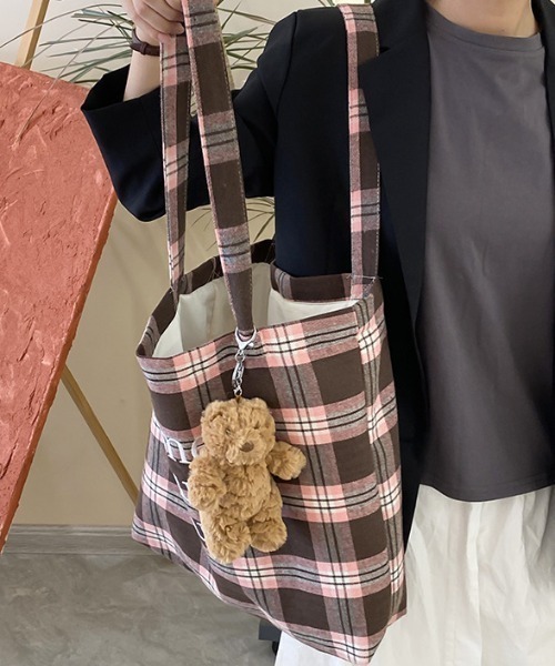 mebole(メボレ)の「Logo Check Tote Bag(トートバッグ・レディース・ピンク/イエロー・FREE)」の7枚目の写真