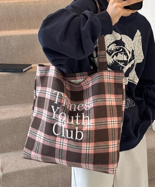 mebole(メボレ)の「Logo Check Tote Bag(トートバッグ・レディース・ピンク/イエロー・FREE)」の4枚目の写真