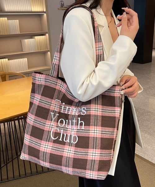 mebole(メボレ)の「Logo Check Tote Bag(トートバッグ・レディース・ピンク/イエロー・FREE)」の11枚目の写真