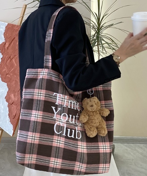 mebole(メボレ)の「Logo Check Tote Bag(トートバッグ・レディース・ピンク/イエロー・FREE)」の6枚目の写真
